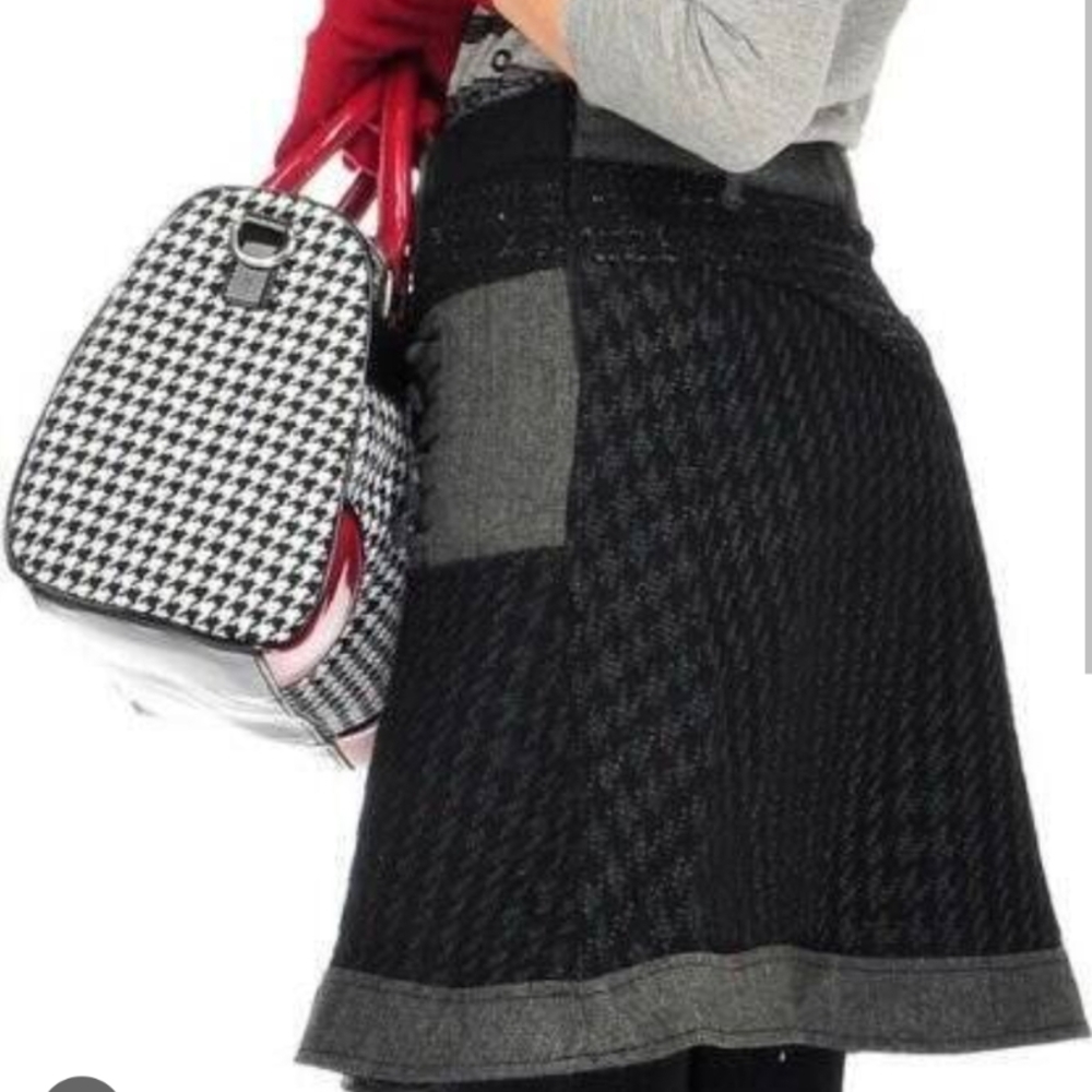 Desigual Black and Gray A-Line Knee-Length Skirt - Picture 3 of 13